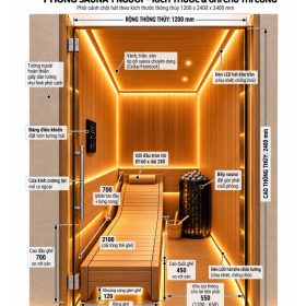 Bản vẽ phối cảnh 3D phòng sauna khô 1 người may đo cao cấp Helios