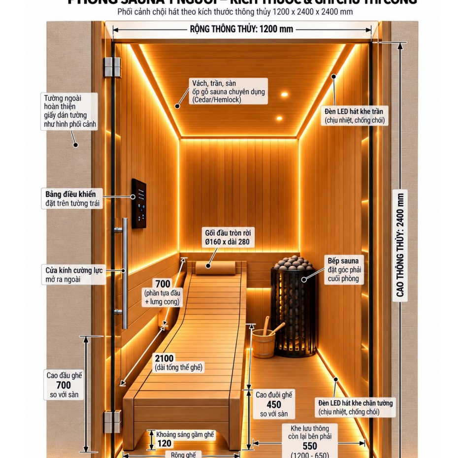 Bản vẽ phối cảnh 3D thiết kế phòng sauna tích hợp phụ kiện Bản vẽ phối cảnh 3D thiết kế phòng sauna may đo tích hợp phụ kiện Helios