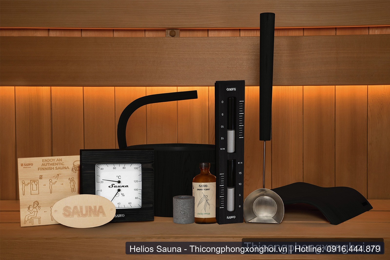 Bộ phụ kiện phòng xông hơi SAWO Dragon Black Edition chính hãng nhập khẩu