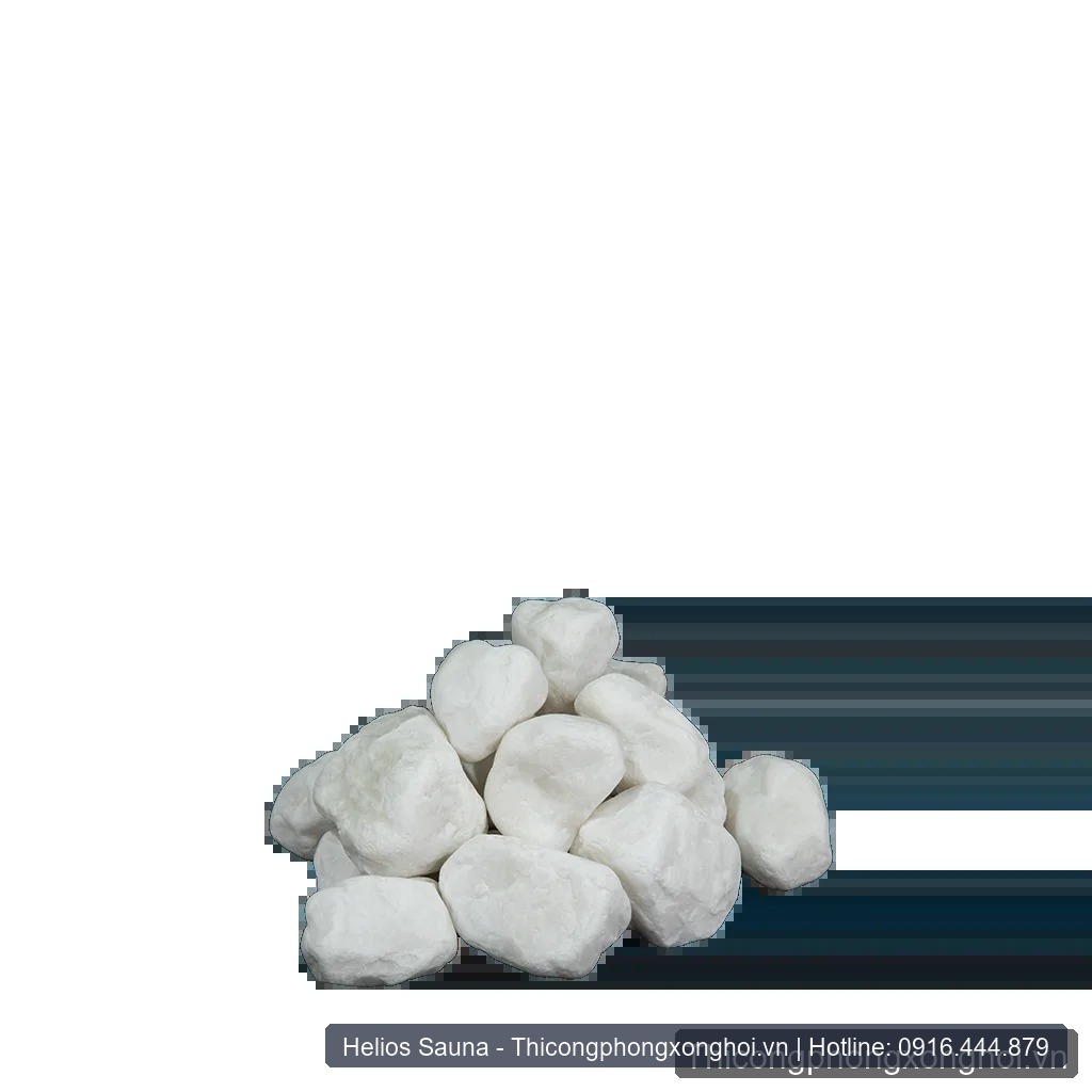 Đá thạch anh trắng White Quartz SAWO xếp bề mặt máy xông hơi tháp đá