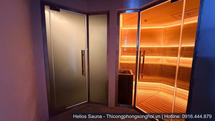 Tỷ lệ kích thước và bố cục góc mở cửa đôi thông minh của phòng xông hơi combo khô ướt
