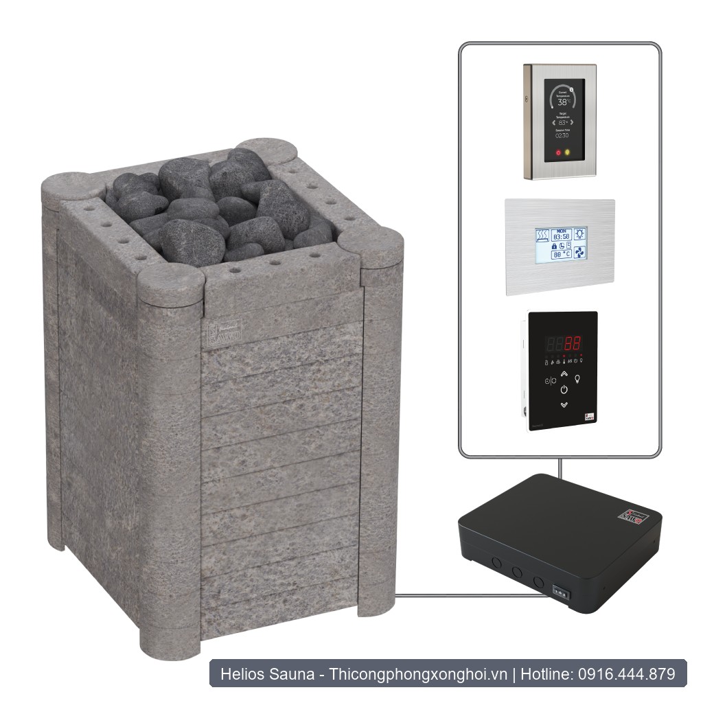 Máy xông hơi khô tạo ẩm ốp đá Soapstone SAWO Nimbus Combi